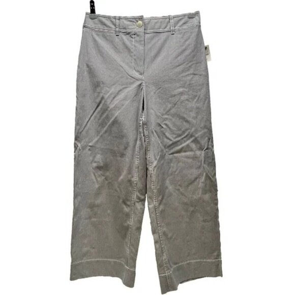 Talbots Women's Size 2 Wide Leg Crop Chino Pant High Waist Blue White Stripe NWT - Picture 1 of 14